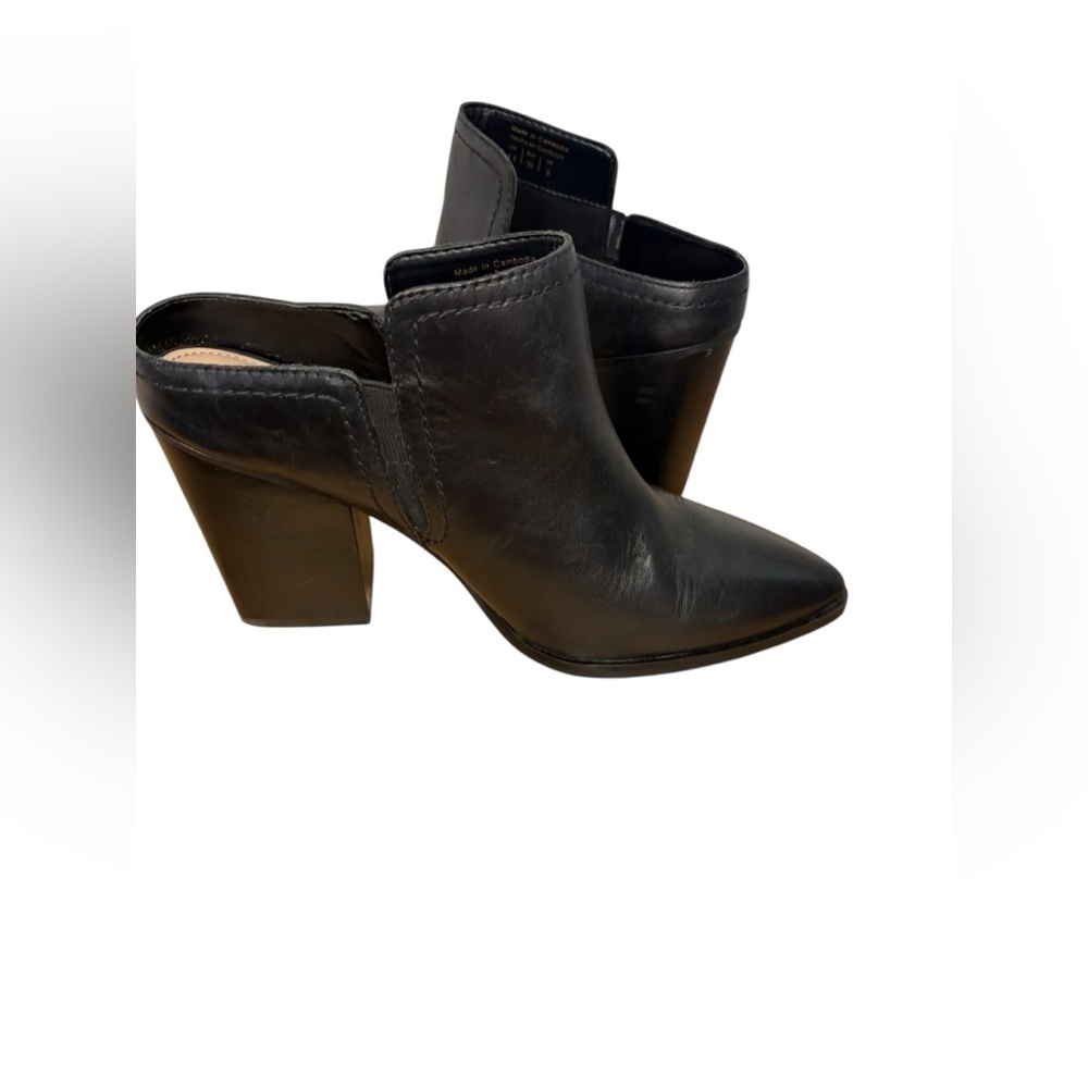 Aldo Thorewia Block-heel Bootie Black Leather Mules sz 8.5 preloved